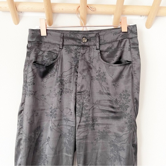 Lioness St. Germain Black Satin Floral Embossed Pants - Picture 2 of 10